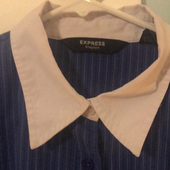 Express stretch blue pinstripe dress shirt - Picture 2 of 4